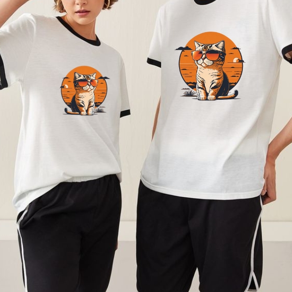 1-2-1.jpg Cat on Beach Unisex Printed T-Shirt