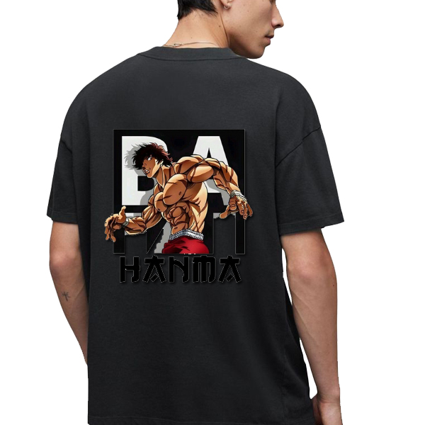 Pr-B-F-2.jpg BAKI HANMA Printed T-Shirt – Embrace the Power of the Ultimate Fighter