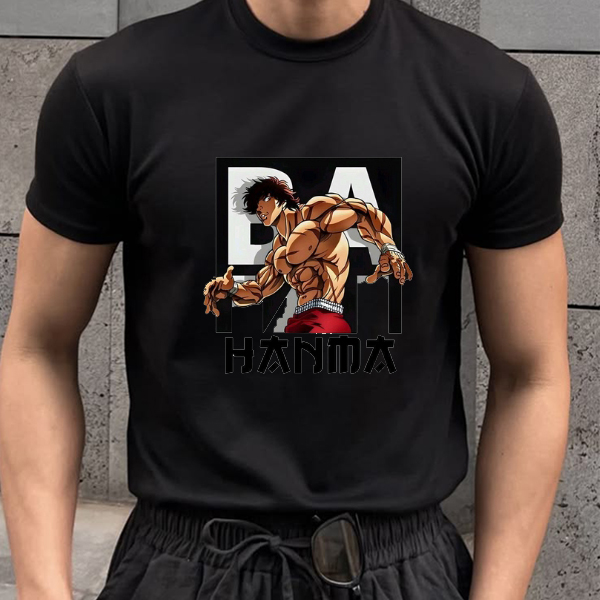 Pr-B-F-3.jpg BAKI HANMA Printed T-Shirt – Embrace the Power of the Ultimate Fighter