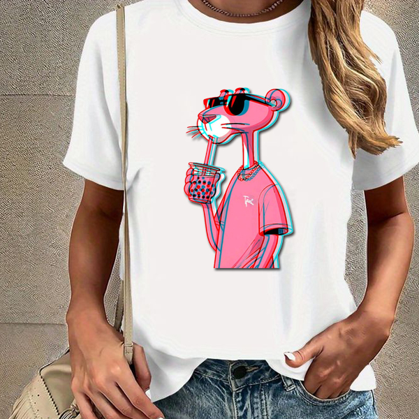Pr-F-3-copy.jpg Pink Panther Printed T-Shirt for Women – Bring the Fun with Iconic Style